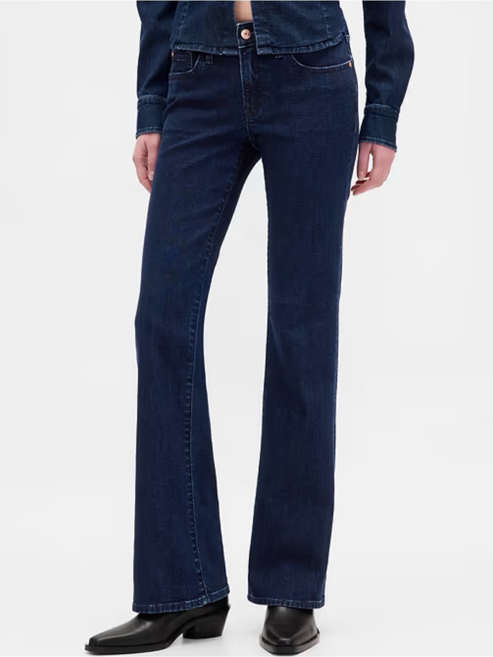 Gap Long & Lean Low Rise Bootcut Jeans-Dark Blue Indigo, 30R